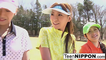 Asian Teens Play A Game Of Strip Golf