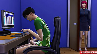 Asian Step-Mom Spies On Her Step-Son'S Solo Play