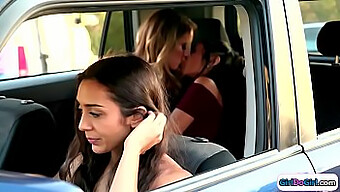 Watch Two Beautiful Girls Make Out In The Backseat