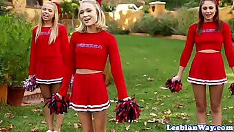 Lesbian Cheerleaders Engage In Oral And Fingering During Group Sex