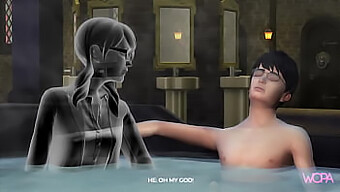 Harry Potter Y Gimiendo El Encuentro Caliente De Myrtle En Esta Animación 3d