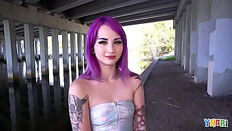 Busty Purple Haired Teen Gets Her Pussy Pounded By Big Cock