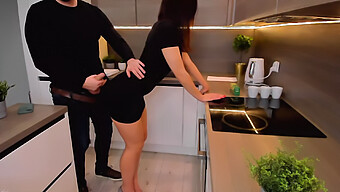 Neighbor Fucks Me Hard In The Kitchen And Cums In My Mouth