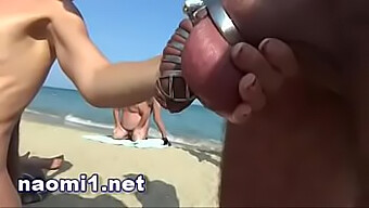 Group Cumming On A French Swinger'S Genitals In A Wild Beach Orgy